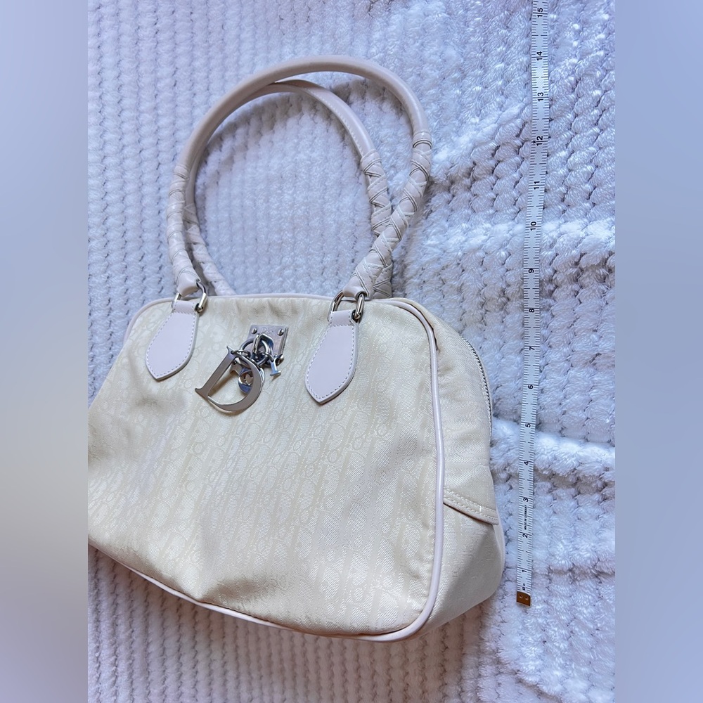 Christian Dior Trotter Handbag Beige Logo Charm Vintage - Picture 9 of 15